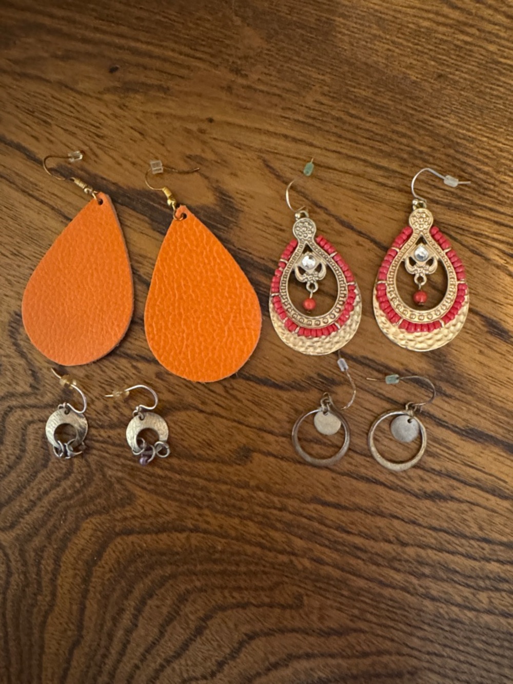 Bohemia Orange and Gold Teardrop Earring bundle of 4 sets